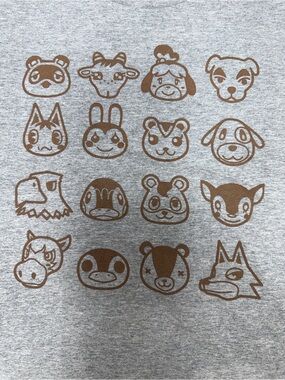 Gray Kids Graphic Tee with Brown Animal Icons